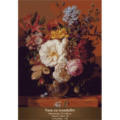 Set Goblen Vaza cu trandafiri