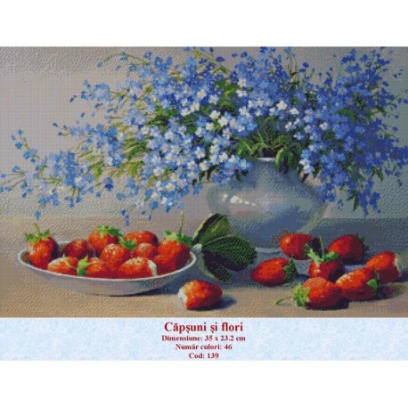 Goblen Capsuni si flori