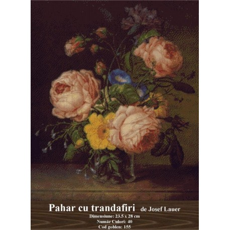 Goblen set de vanzare Pahar cu trandafiri  de Josef Lauer