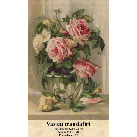 Model set goblen Vas cu trandafiri