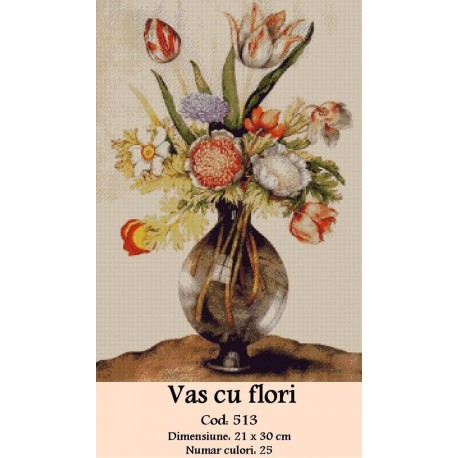 Model set goblen Vas cu flori