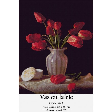 Model set goblen Vas cu lalele