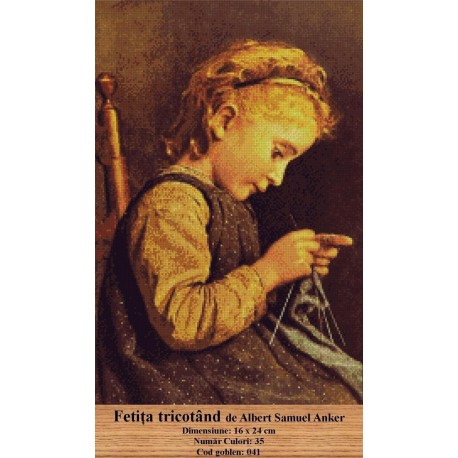 Set Goblen Fetita tricotand de Albert Samuel Anker