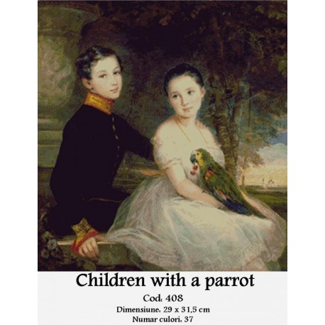 Vanzare set goblen Children with a parrot
