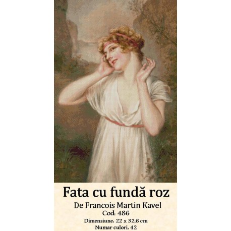 Goblen Fata cu funda roz