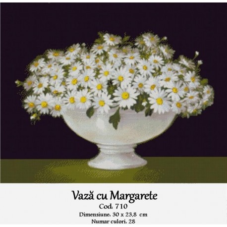 Model goblen Vaza cu margarete