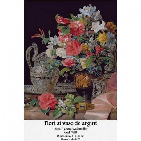 Goblen set de vanzare Flori si vase de argint de Georg Waldmuller