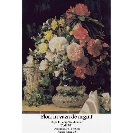 Flori in vaza de argint de Georg Waldmuller