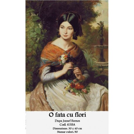 Set goblen - O fata cu flori de Jozsef Borsos