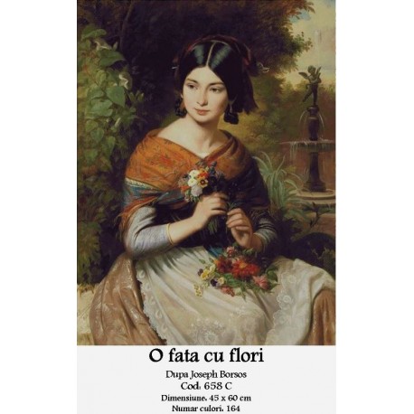 Set goblen - O fata cu flori de Jozsef Borsos
