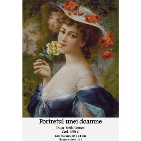 Set goblen - Portretul unei doamne dupa Emile Vernon