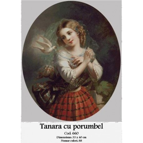 Set goblen - Tanara cu porumbel