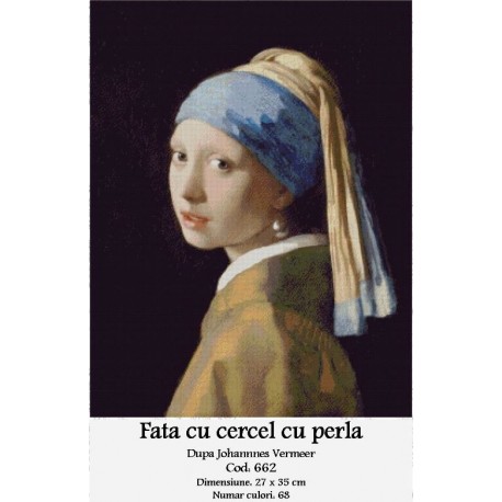 Set goblen - Fata cu cercel cu perla dupa Johannes Vermeer