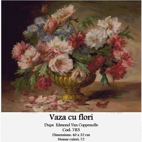 Set goblen - Vaza cu flori dupa Edmond Van Coppenolle