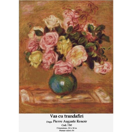Set goblen - Vas cu trandafiri dupa Pierre Auguste Renoir