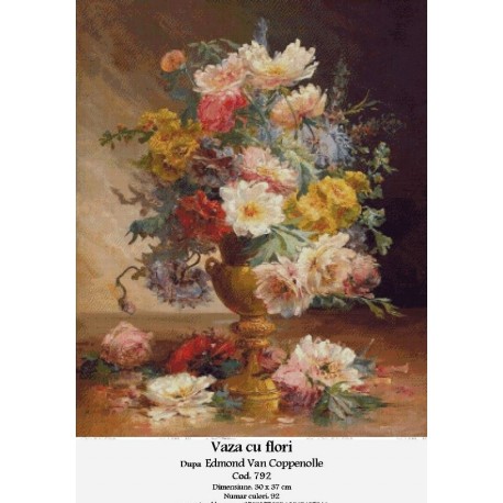 Set goblen -  Vaza cu flori dupa Edmond Van Coppenolle