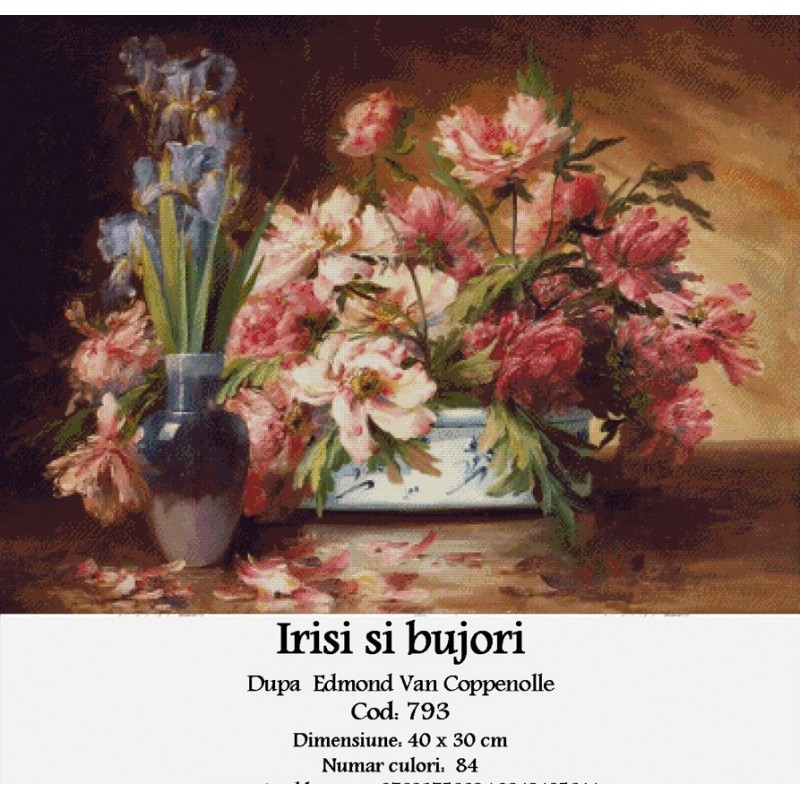 Set goblen - Irisi si bujori dupa Edmond Van Coppenolle