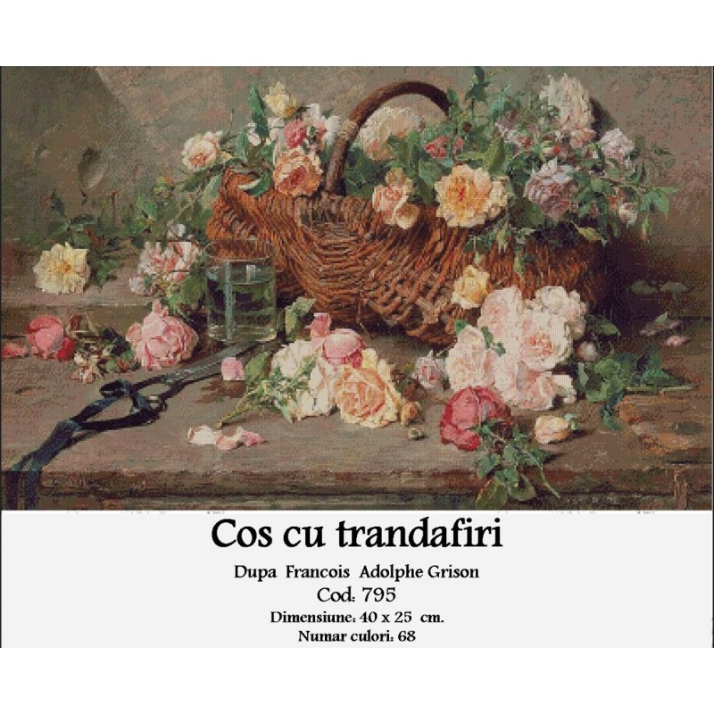 Set goblen - Cos cu trandafiri dupa Francois Adolphe Grison