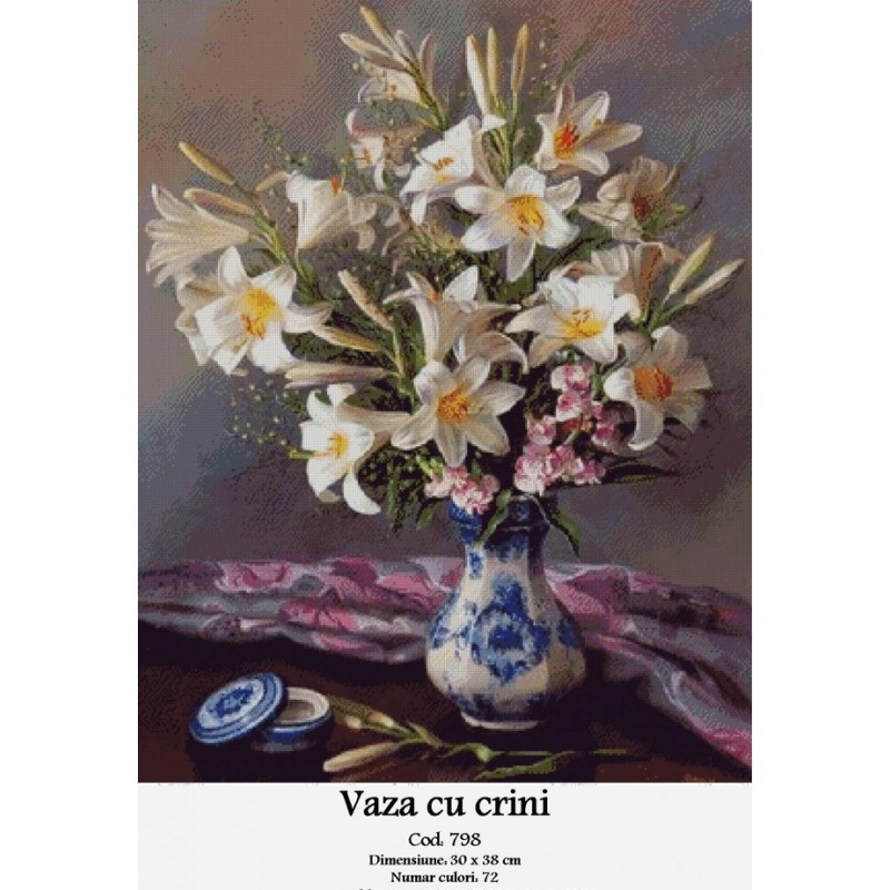 Set goblen - Vaza cu crini